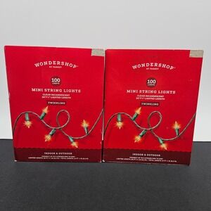 Wondershop 2pk 100ct Mini String Lights Clear Incandescent Twinkling Green Wire